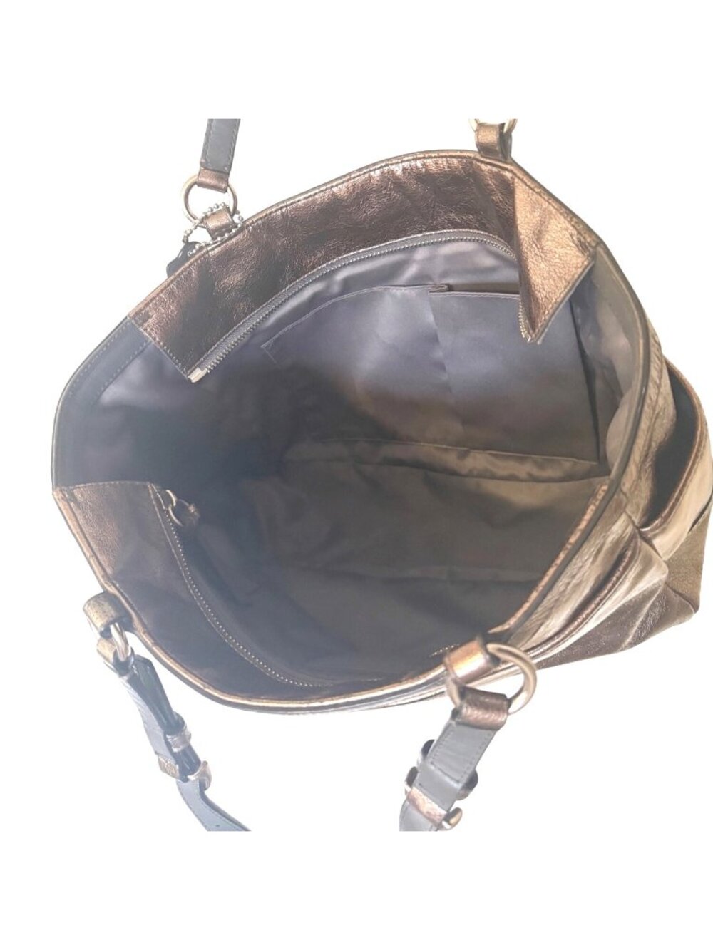 Coach Bronze Metallic Leather 2011 East West Tote Satchel F17721 - Picture 5 of 11